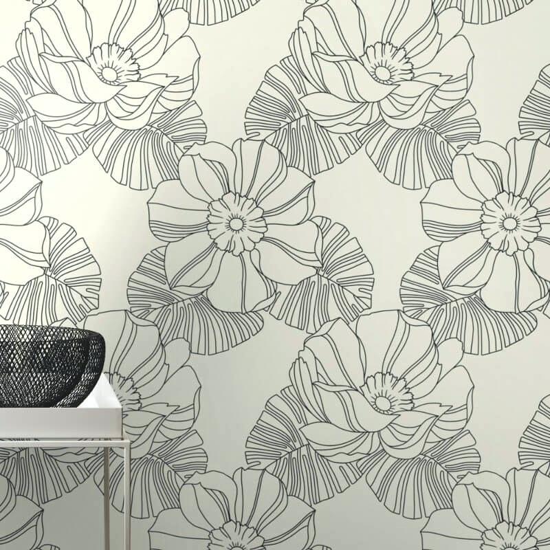 Black And White Floral Wallpaper Retro - 804904 Rasch , HD Wallpaper & Backgrounds