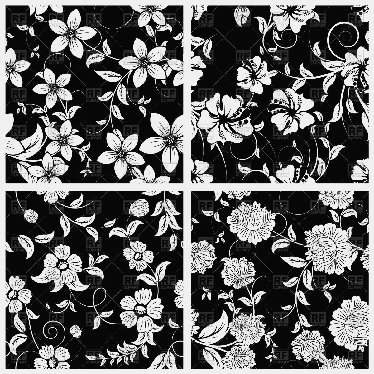 10 Floral Wallpaper Eps - Black And White Pattern Material , HD Wallpaper & Backgrounds