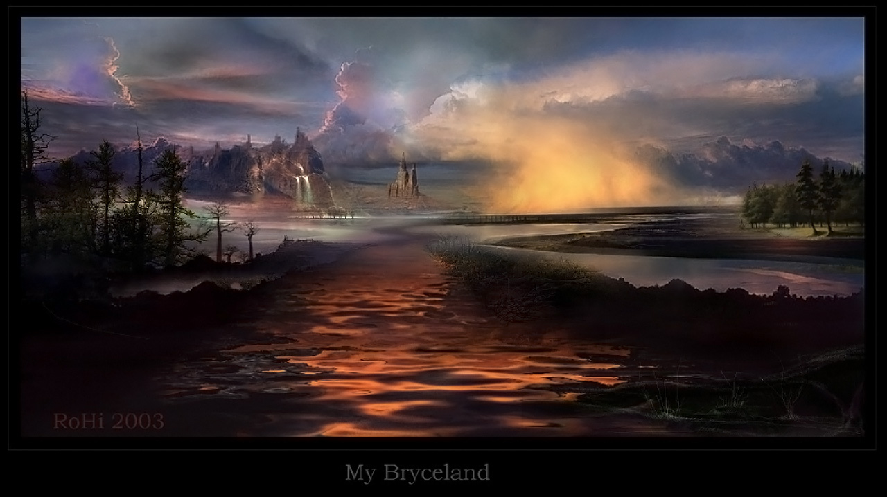 Free Computer Desktop Wallpaper - Fantasy Misty Landscape Art , HD Wallpaper & Backgrounds