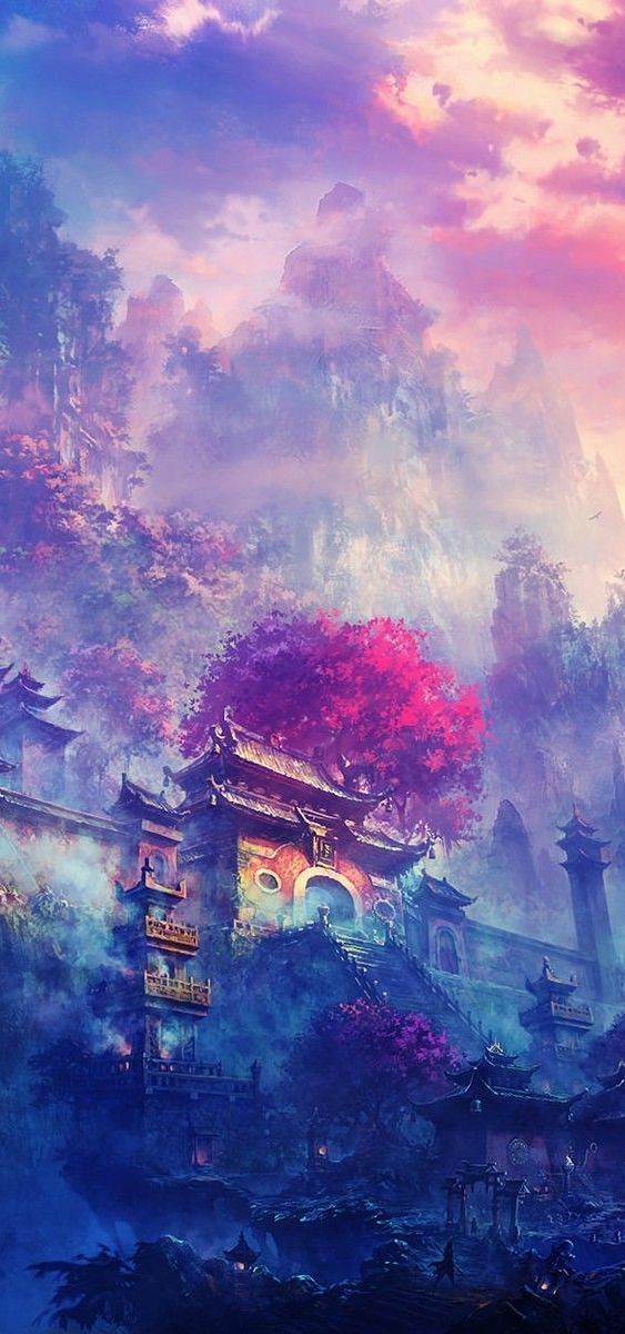 Village In The Mountains Shi Pinterest Asian Wallpaper - Iphone Wallpaper Fantasy , HD Wallpaper & Backgrounds
