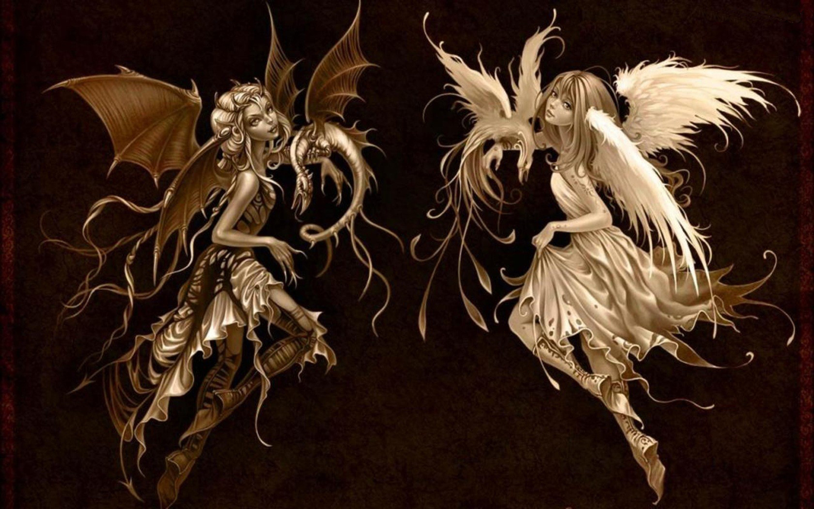 Good And Evil Fairy Wallpaper - Bad And Good Angel , HD Wallpaper & Backgrounds
