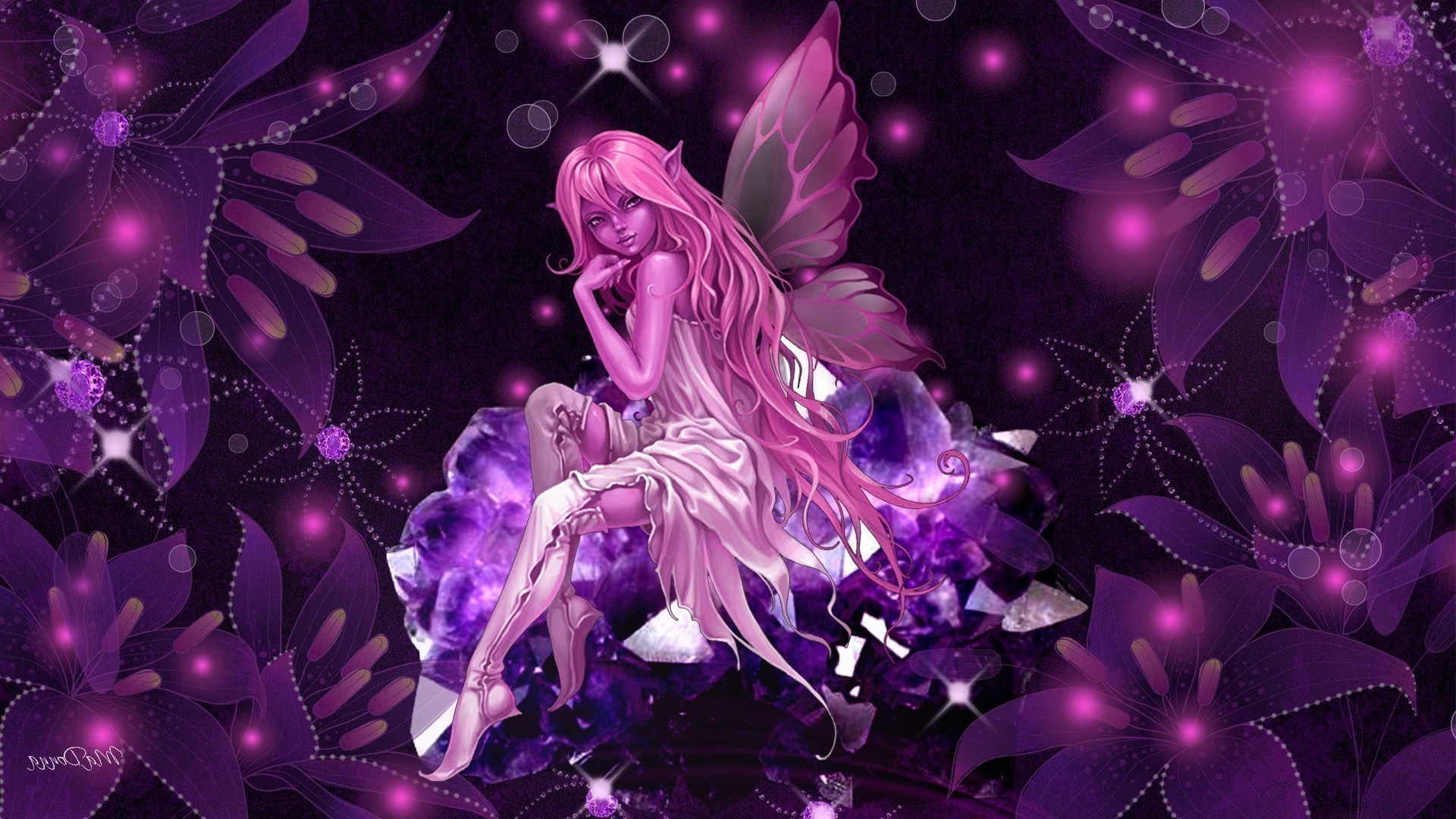 3d Abstract Dark Fairy Pink Crystal Fairy Wallpaper - Fairy , HD Wallpaper & Backgrounds