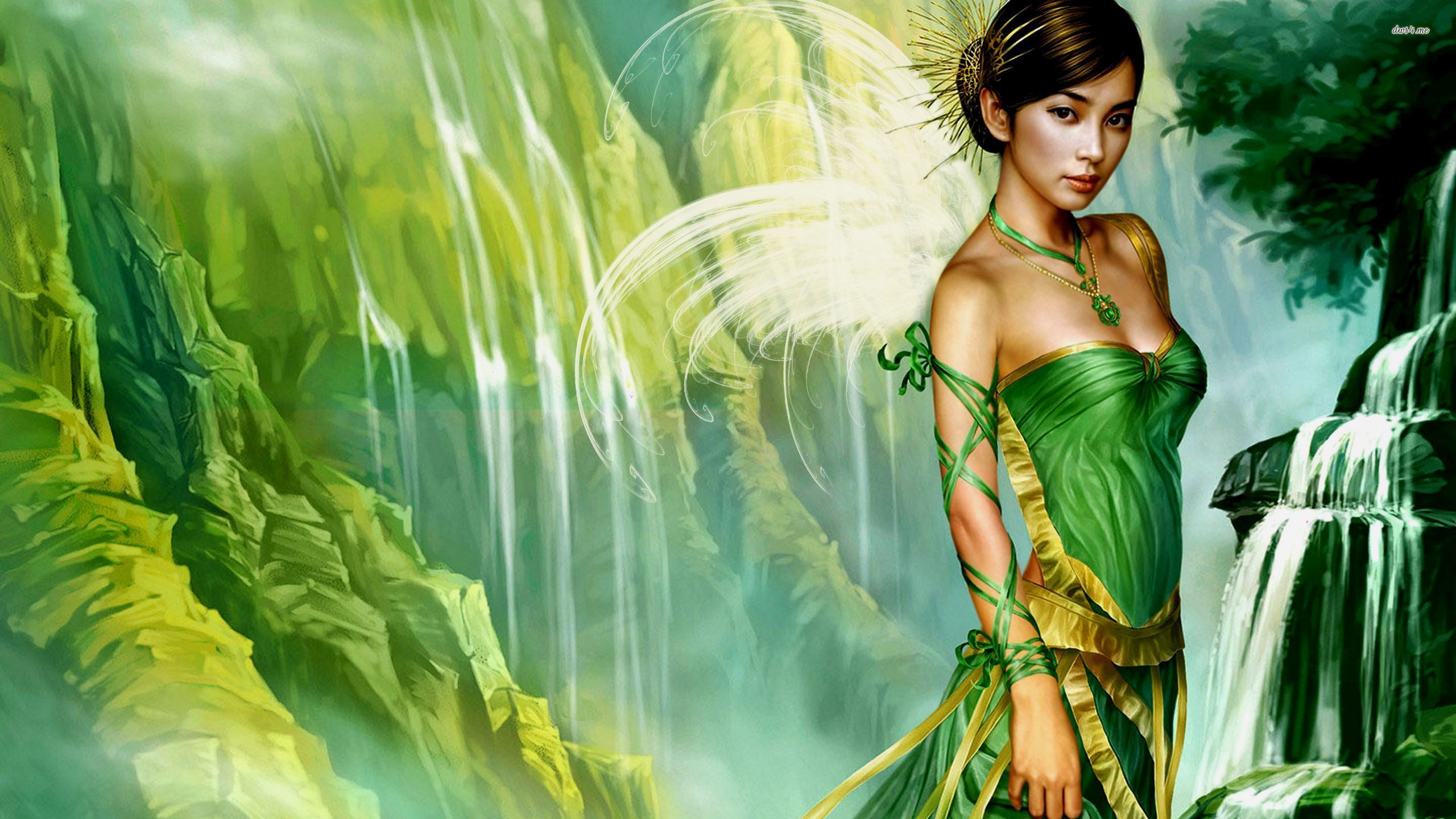 Green Fairy Wallpaper - Fantasy Green Fairy , HD Wallpaper & Backgrounds