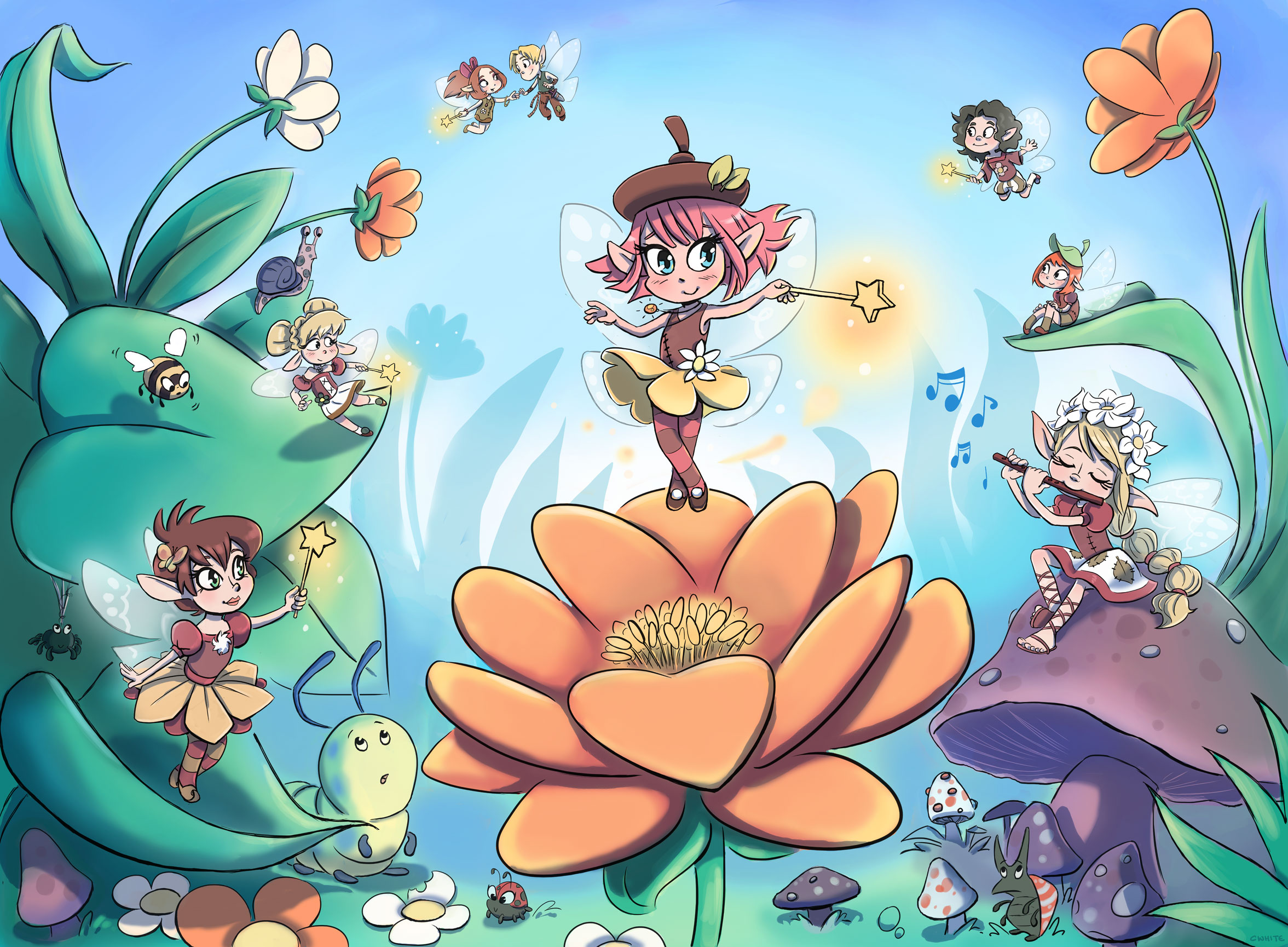 Flower Fairies Mural - Cartoon , HD Wallpaper & Backgrounds