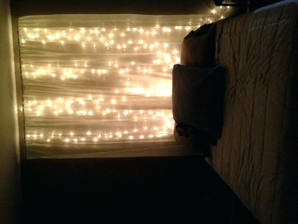 Headboard Fairy Lights Lights Behind Sheer Curtain - Lighting , HD Wallpaper & Backgrounds