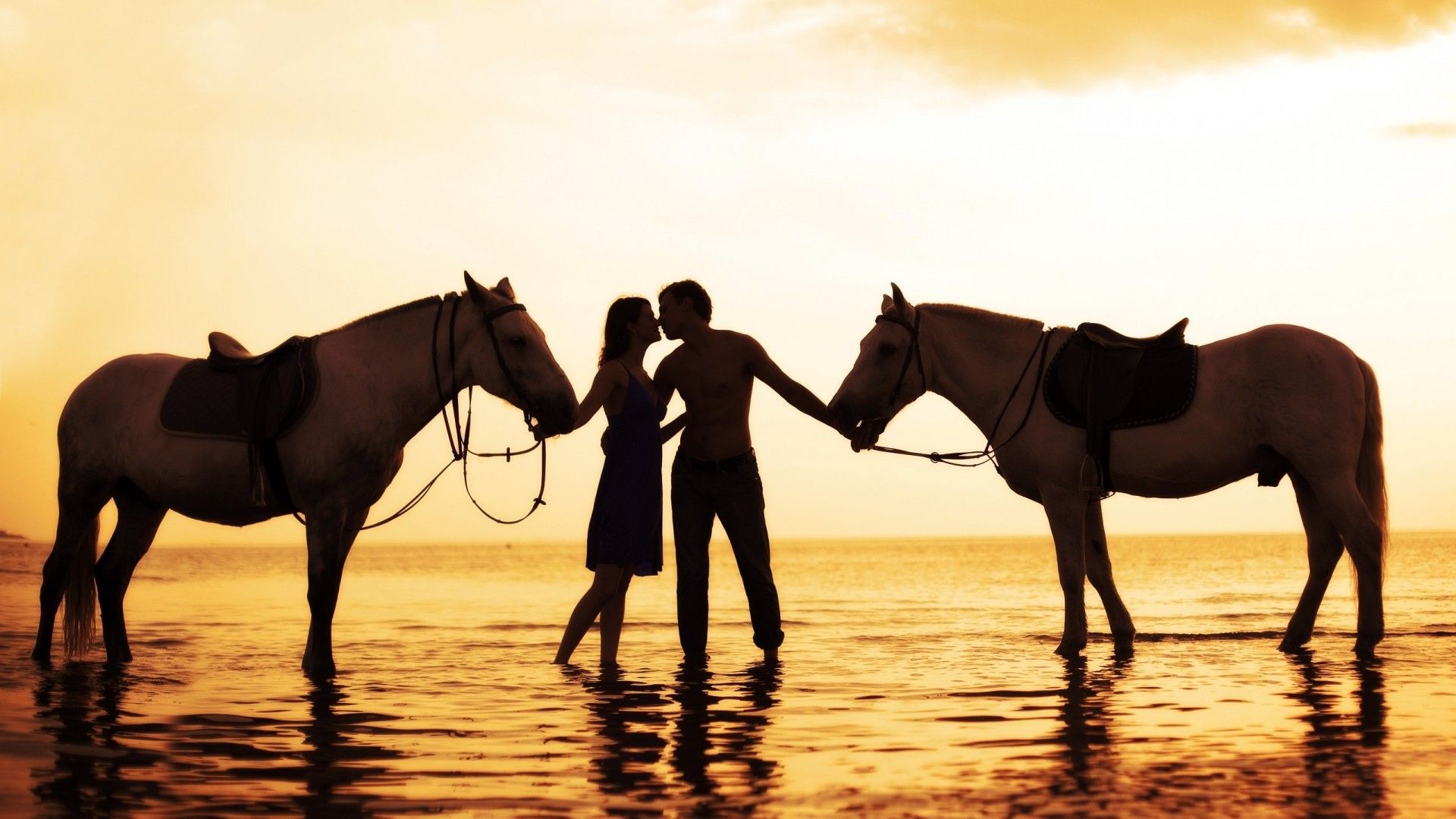 Valentines Day Horses Hd Wallpaper - Couple On Horses , HD Wallpaper & Backgrounds