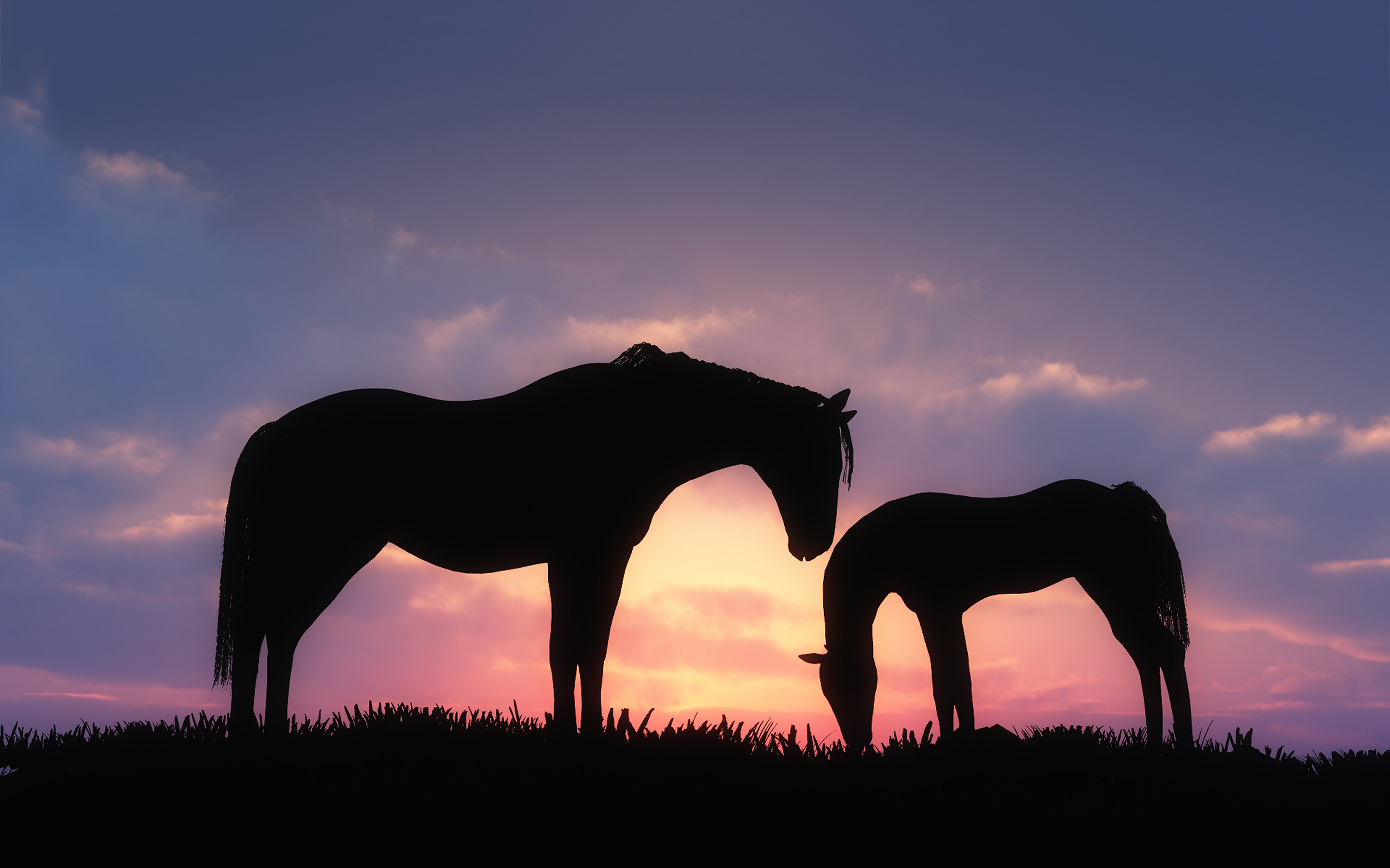 #cgi, #horses, #sunset - Horses In The Sunset , HD Wallpaper & Backgrounds
