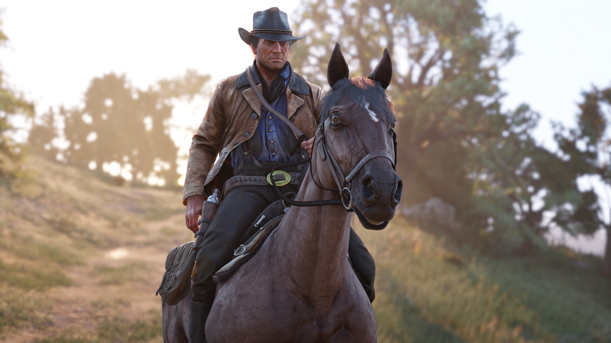 Wallpaper 2018 Game, Horse Ride, Arthur Morgan, Red - Red Dead Redemption 2 Riding Horse , HD Wallpaper & Backgrounds