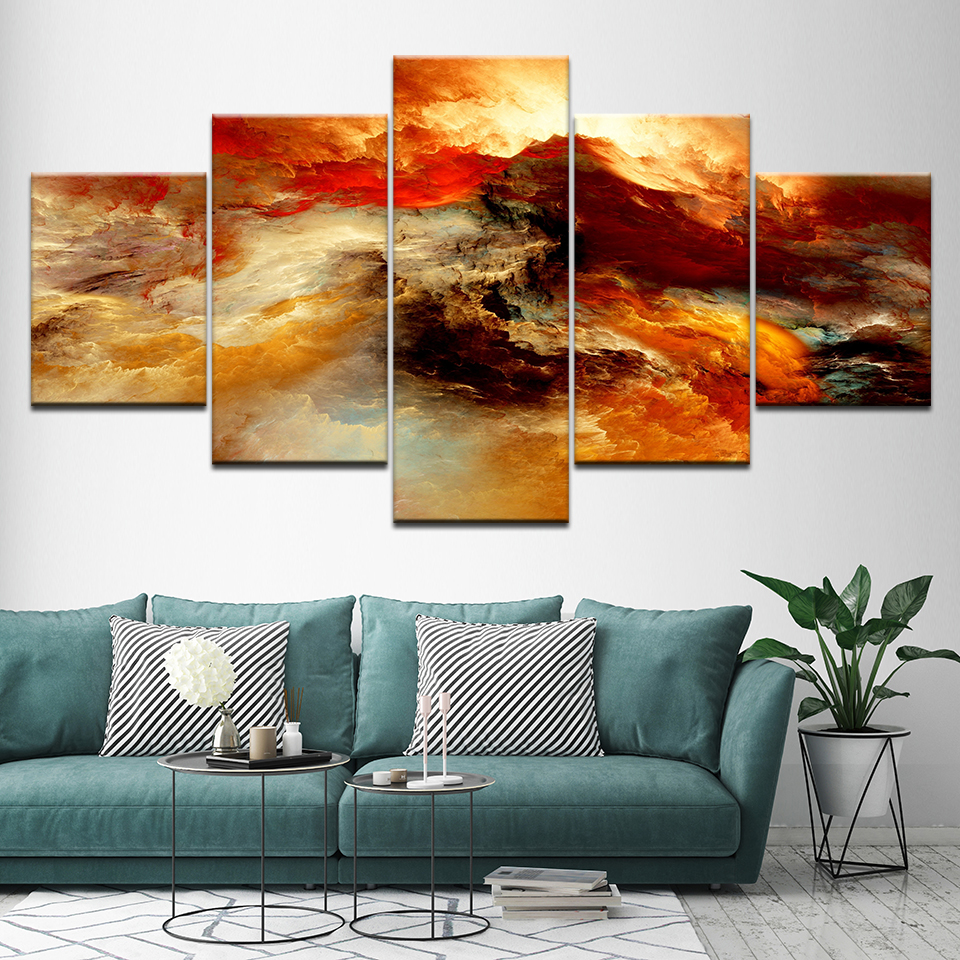 Canvas Painting Art Abstract Color Cloud 5 Pieces Wall - Rose Goku Black Poster , HD Wallpaper & Backgrounds