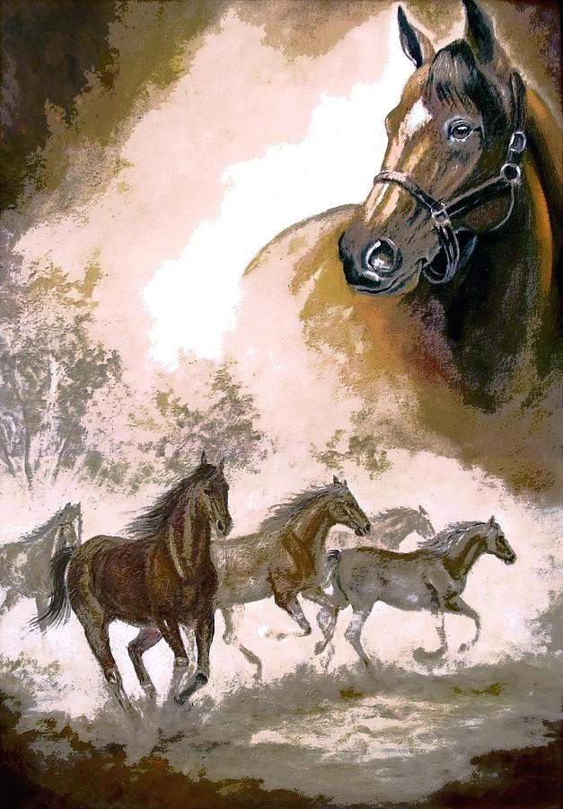 Running Horses Painting Horse A Dream Of Wild By Vastu - Painting , HD Wallpaper & Backgrounds