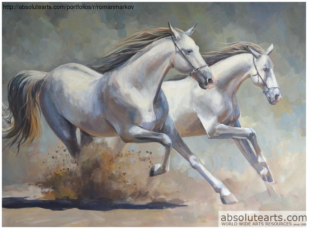 Roman Artwork Running Horses Original Painting Acrylic - Stallion , HD Wallpaper & Backgrounds