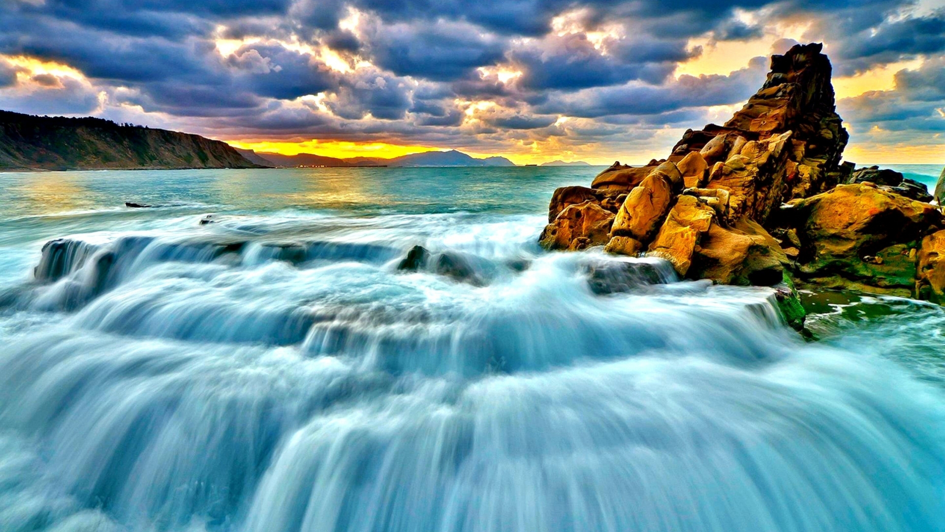 Wallpaper Sea, Surf, Sunset, Waterfall - Natura Images Good Morning Hd , HD Wallpaper & Backgrounds