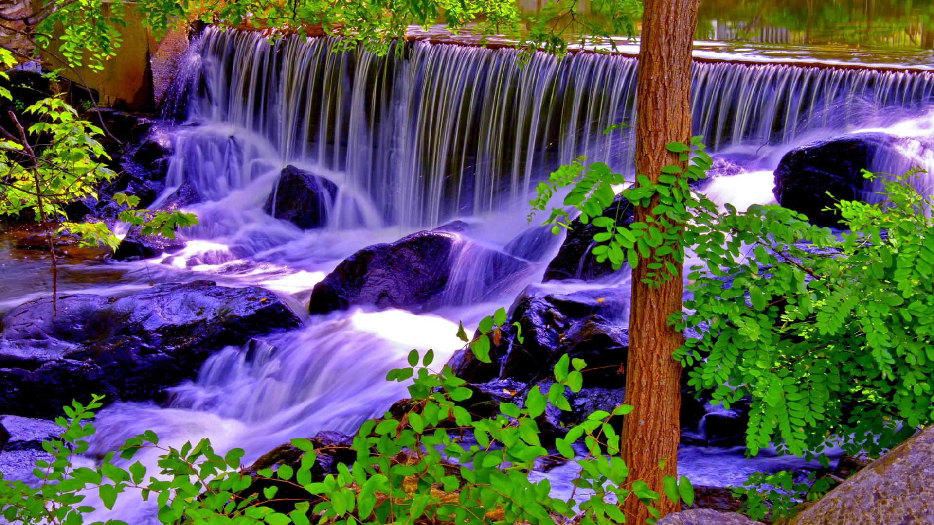 Natural Wood River Falls Stone Waterfall Forest Wallpaper - Wallpaper , HD Wallpaper & Backgrounds