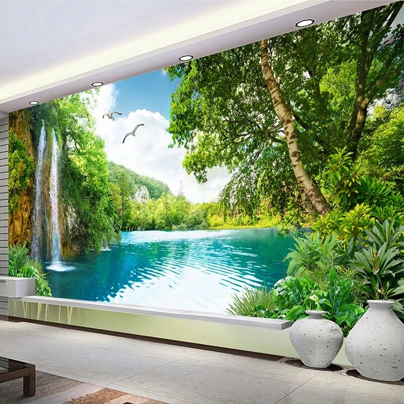 Custom 3d Wall Mural Wallpaper Home Decor Green Mountain , HD Wallpaper & Backgrounds