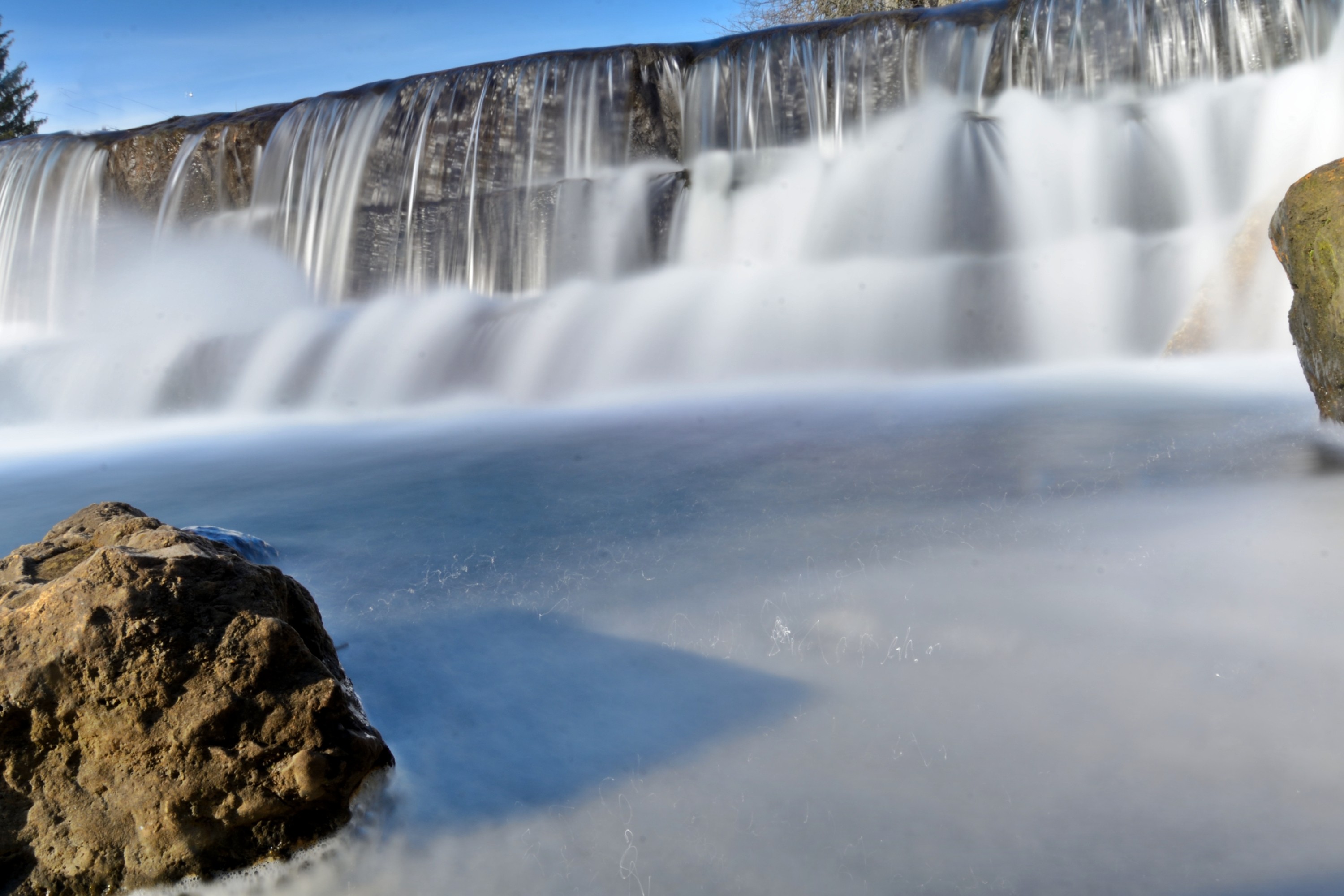 Stream Waterfalls Smooth Flow Water Waterfall Desktop - Waterfall , HD Wallpaper & Backgrounds