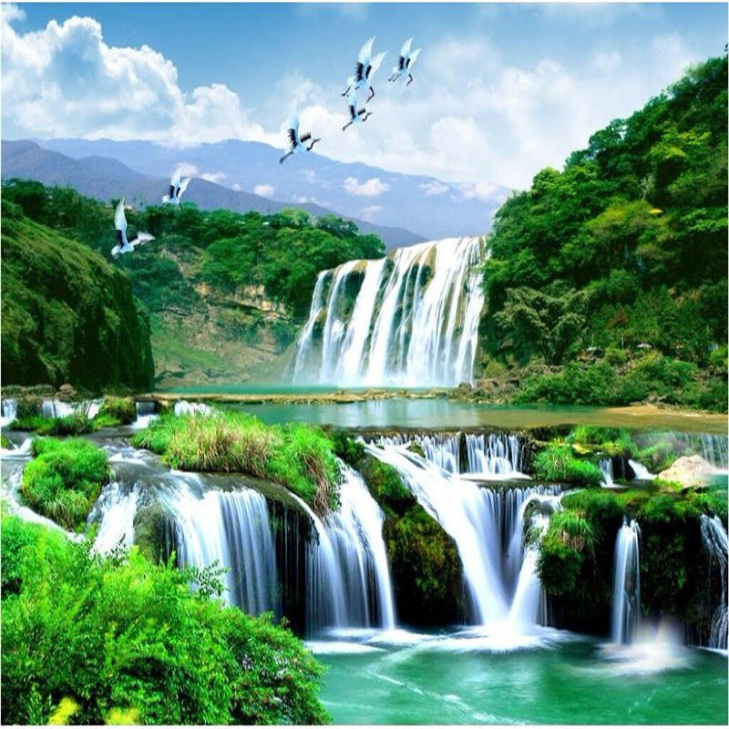 Beibehang Hd Custom Any Size Photo Wallpaper 3d Waterfall - Pemandangan Gunung Air Terjun , HD Wallpaper & Backgrounds