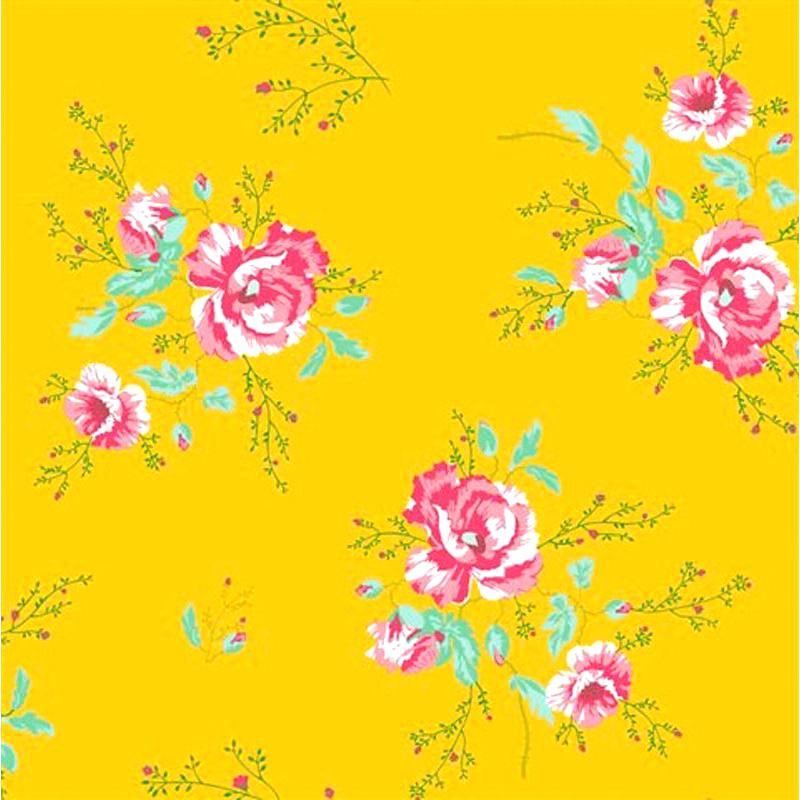 Flowered Wallpaper Winter Poppies Yellow Wallpaper - Pastel Floral Wallpaper Yellow , HD Wallpaper & Backgrounds