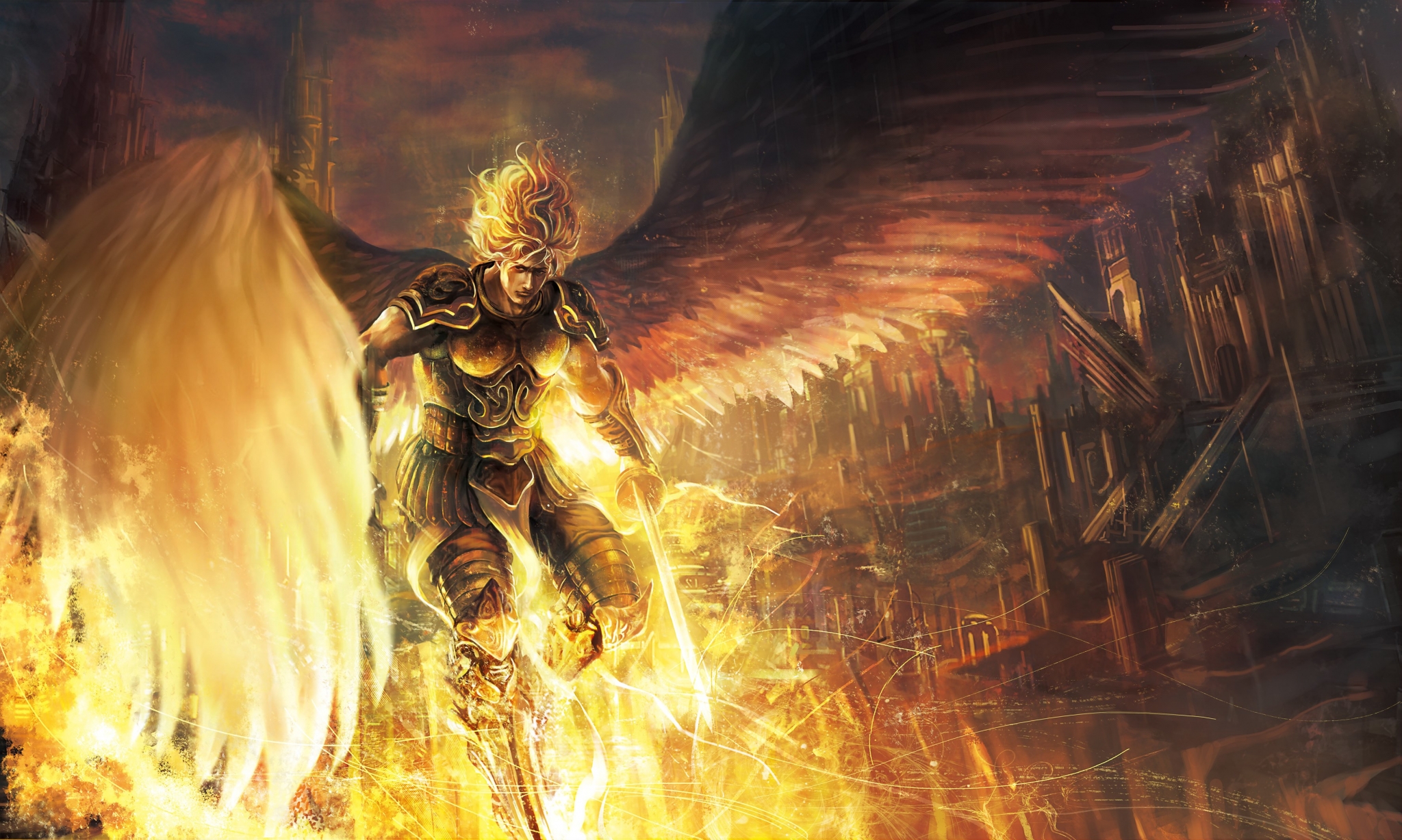 Angel Wallpaper Android - Male Angel Art , HD Wallpaper & Backgrounds