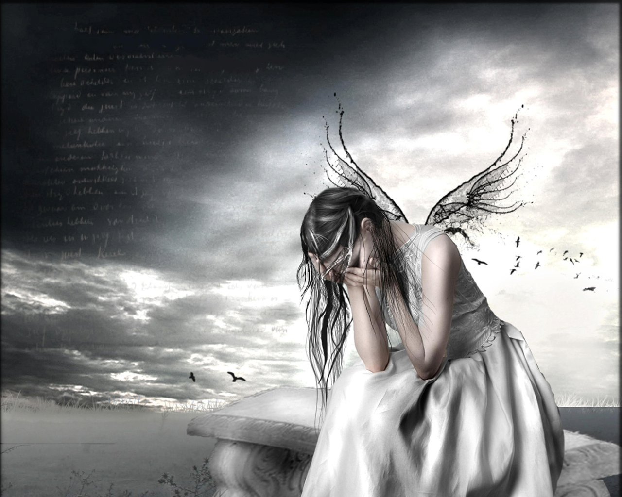 Sad Fairy Angel Wallpaper - Crying Angel , HD Wallpaper & Backgrounds