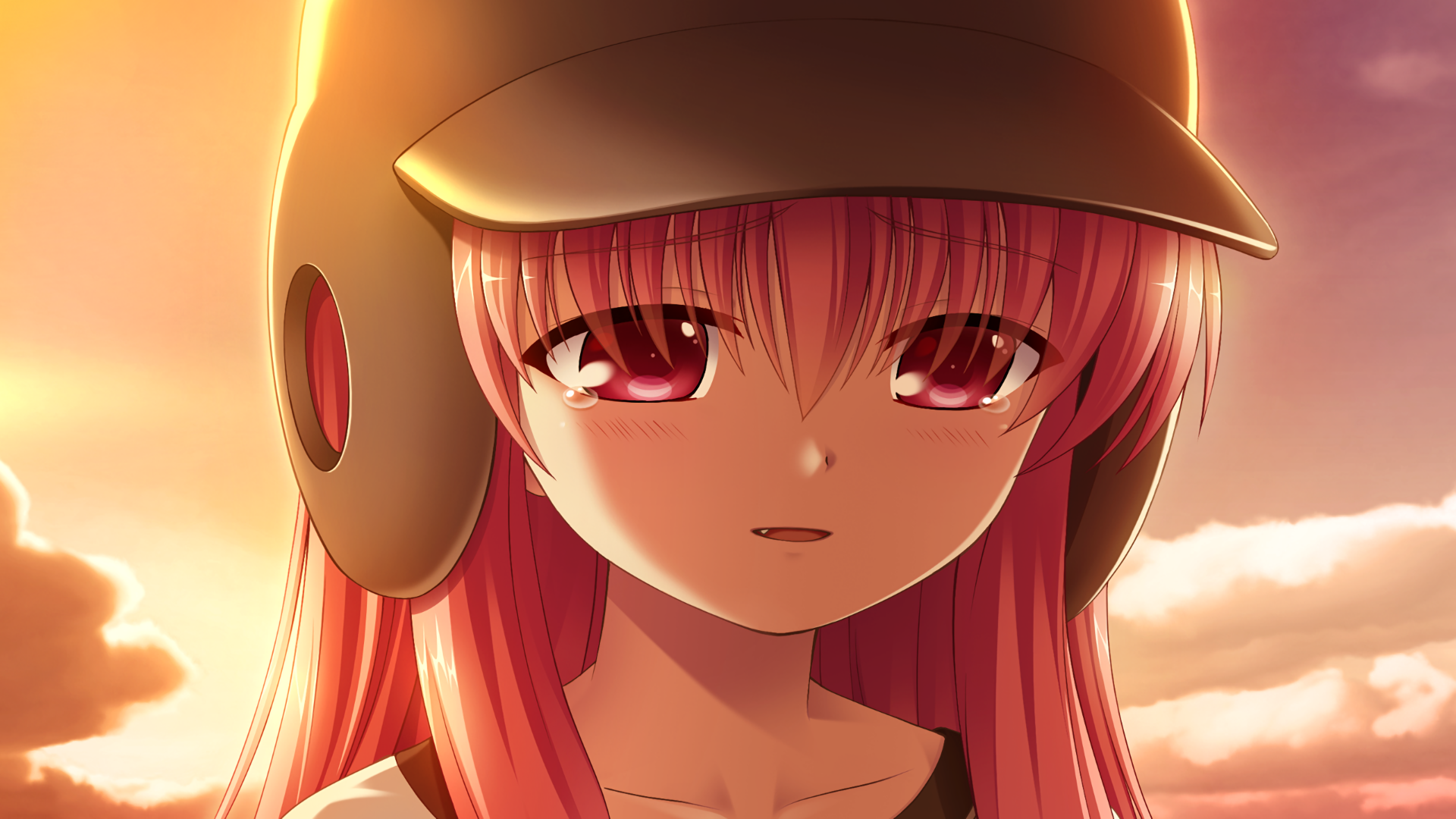 Wallpaper Angel Beats, Yui, Tears, Sunset, Sad Expression - Full Hd Anime Sad , HD Wallpaper & Backgrounds