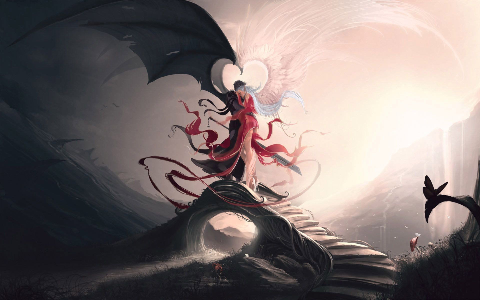Angel Vs Demon Wallpapers - Demon And Angel Forbidden Love , HD Wallpaper & Backgrounds