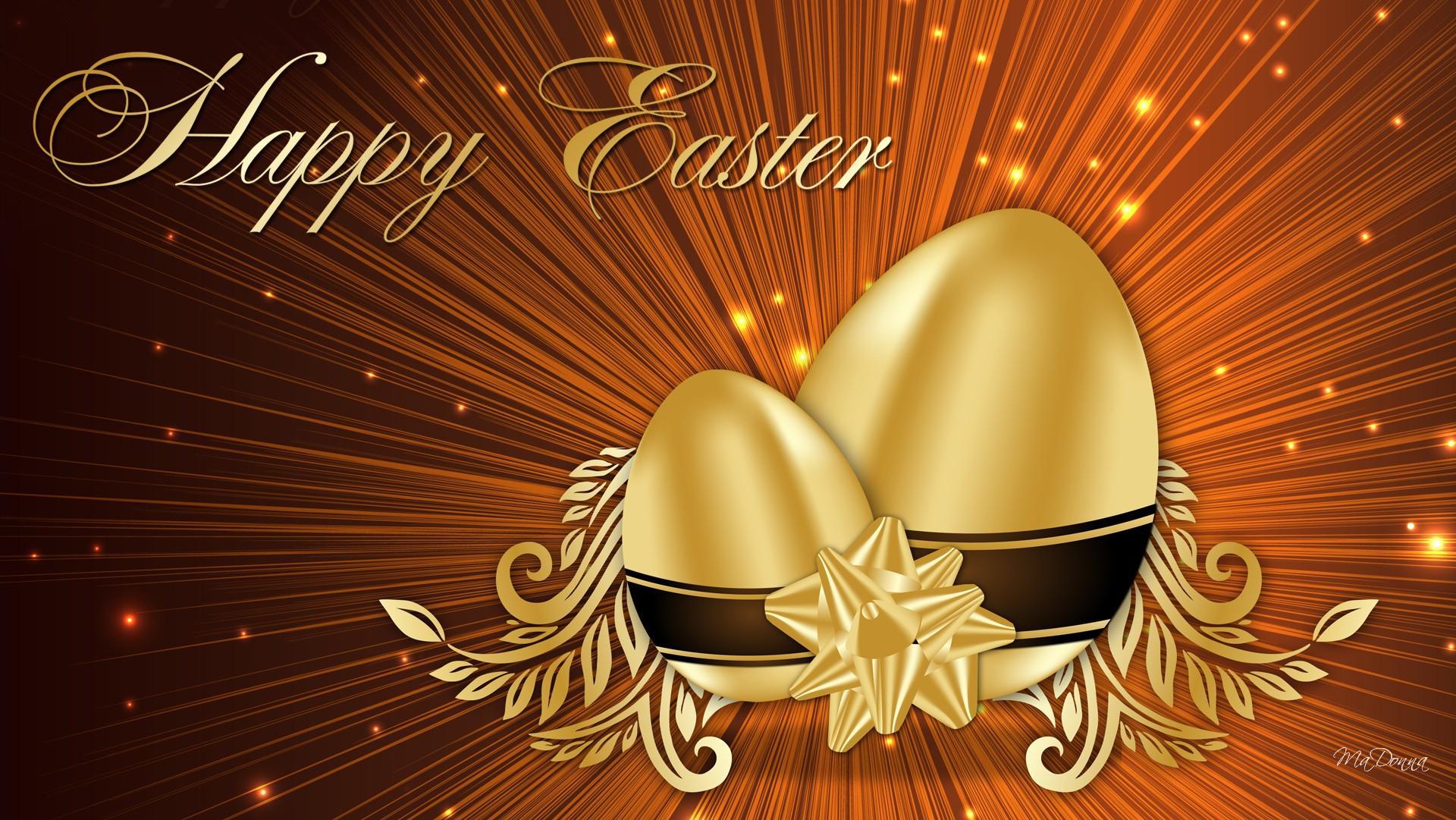 Golden Easter - Happy Easter Images 3d , HD Wallpaper & Backgrounds