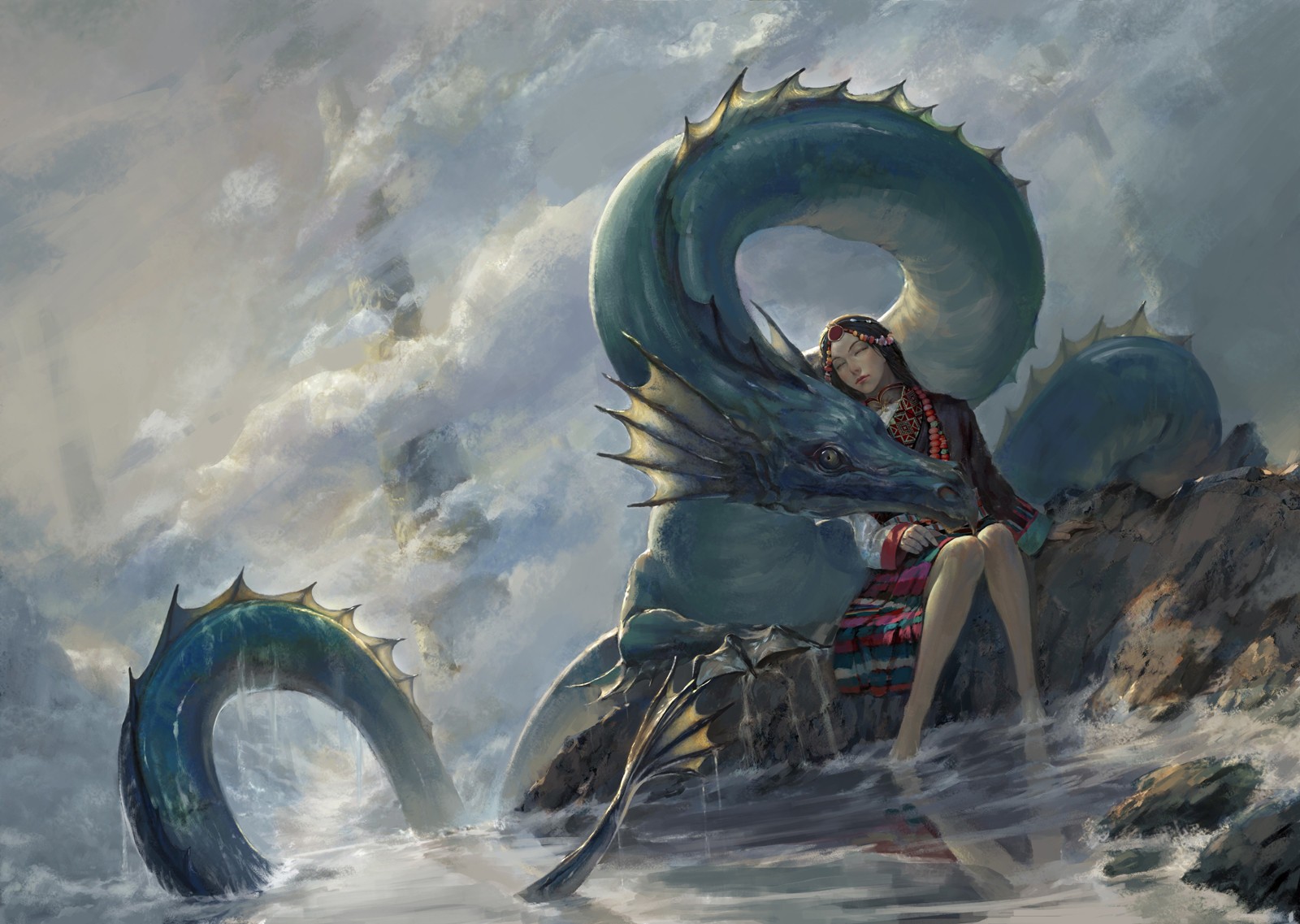 #water, #fantasy Art, #dragon Wallpaper - Dragon De Agua Mitologia , HD Wallpaper & Backgrounds