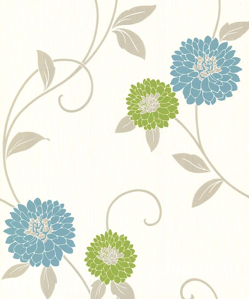 Zara Floral Motif Teal Green Wallpaper - Wallpaper , HD Wallpaper & Backgrounds