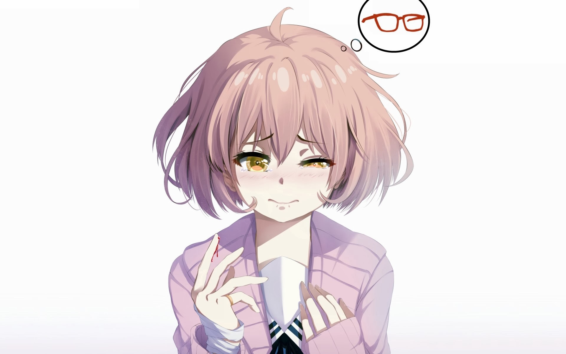 Kyoukai No Kanata Mirai Wallpaper - Short Hair Glasses Anime Girl , HD Wallpaper & Backgrounds
