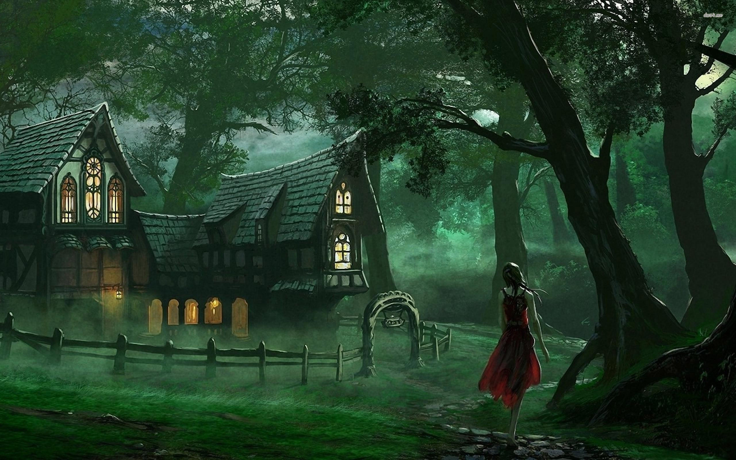 Realistic Little Red Riding Hood Wallpaper - Little Red Riding Hood Forest , HD Wallpaper & Backgrounds