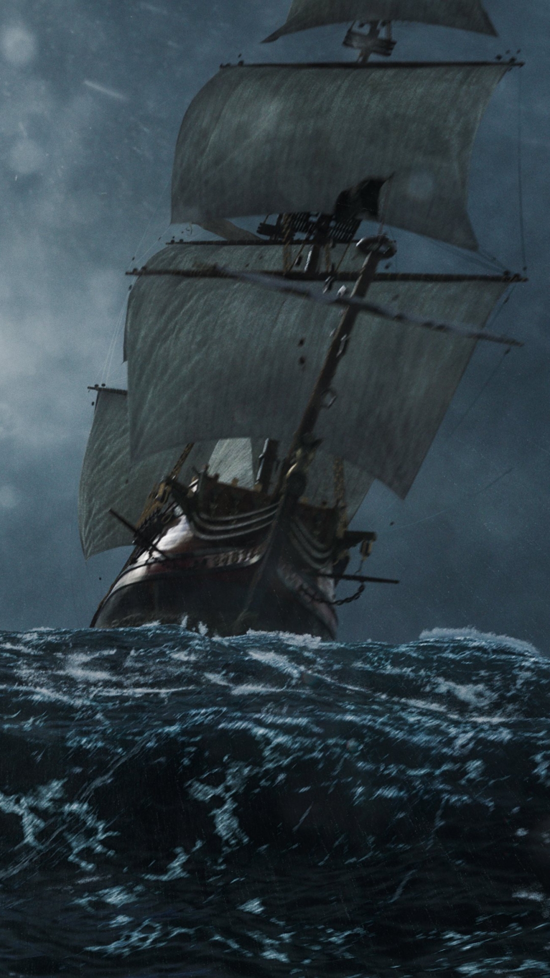 Tv Show / Black Sails Mobile Wallpaper - Ship Sailing Through Hurricane , HD Wallpaper & Backgrounds