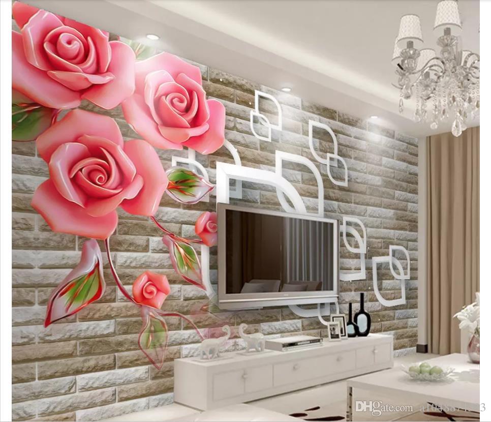 Wall Paper Fashion Rose Living Room Tv Background Wallpaper - Papel Tapiz Pared , HD Wallpaper & Backgrounds