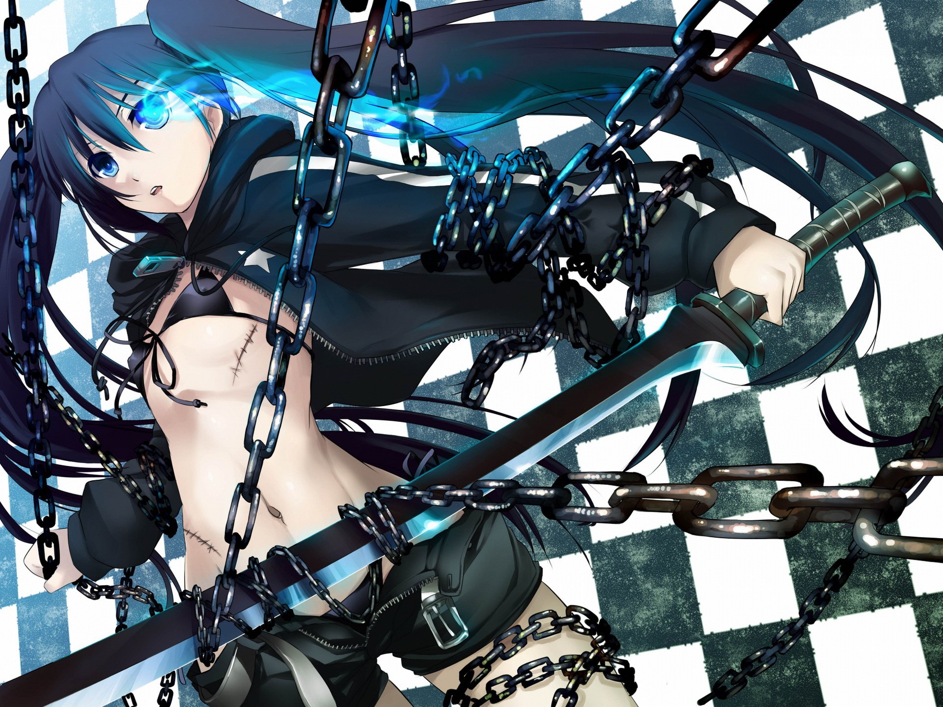 Girl In Chains, Anime Black Rock Shooter Wallpaper - Black Rock Shooter Chains , HD Wallpaper & Backgrounds