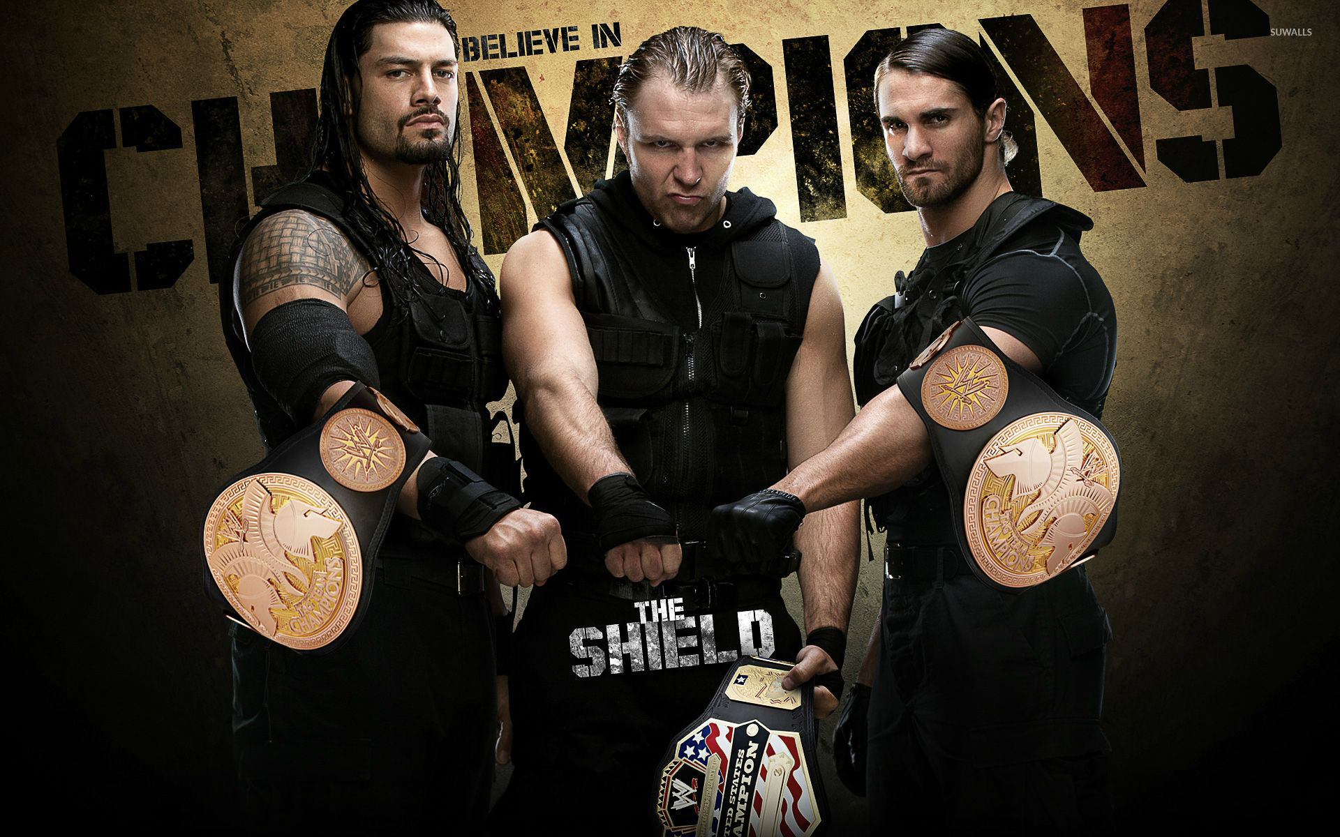 The Shield In Wrestling Wallpaper - Roman Reigns Shield , HD Wallpaper & Backgrounds