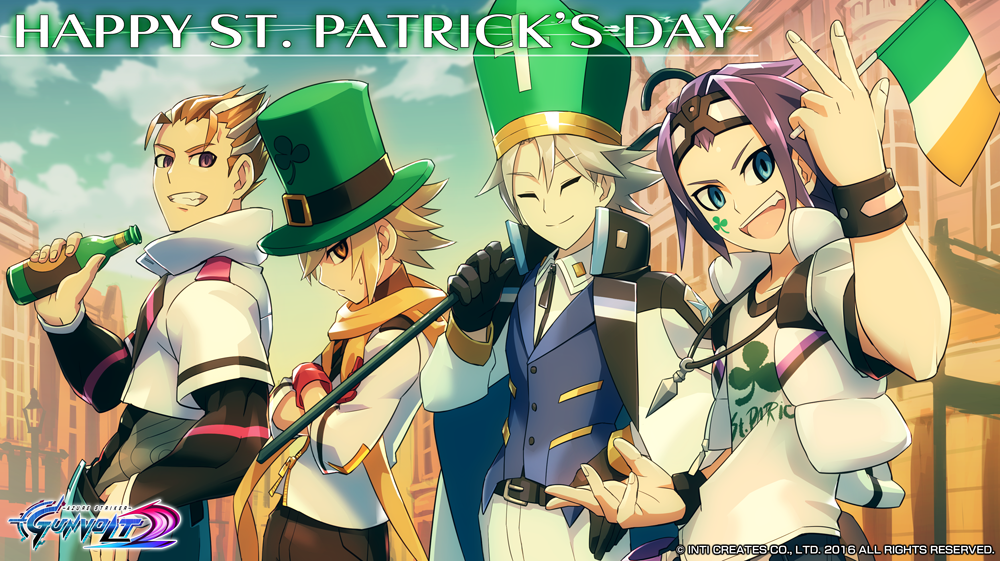 Gv2 St Patricks Wallpaper - Azure Striker Gunvolt 2 , HD Wallpaper & Backgrounds