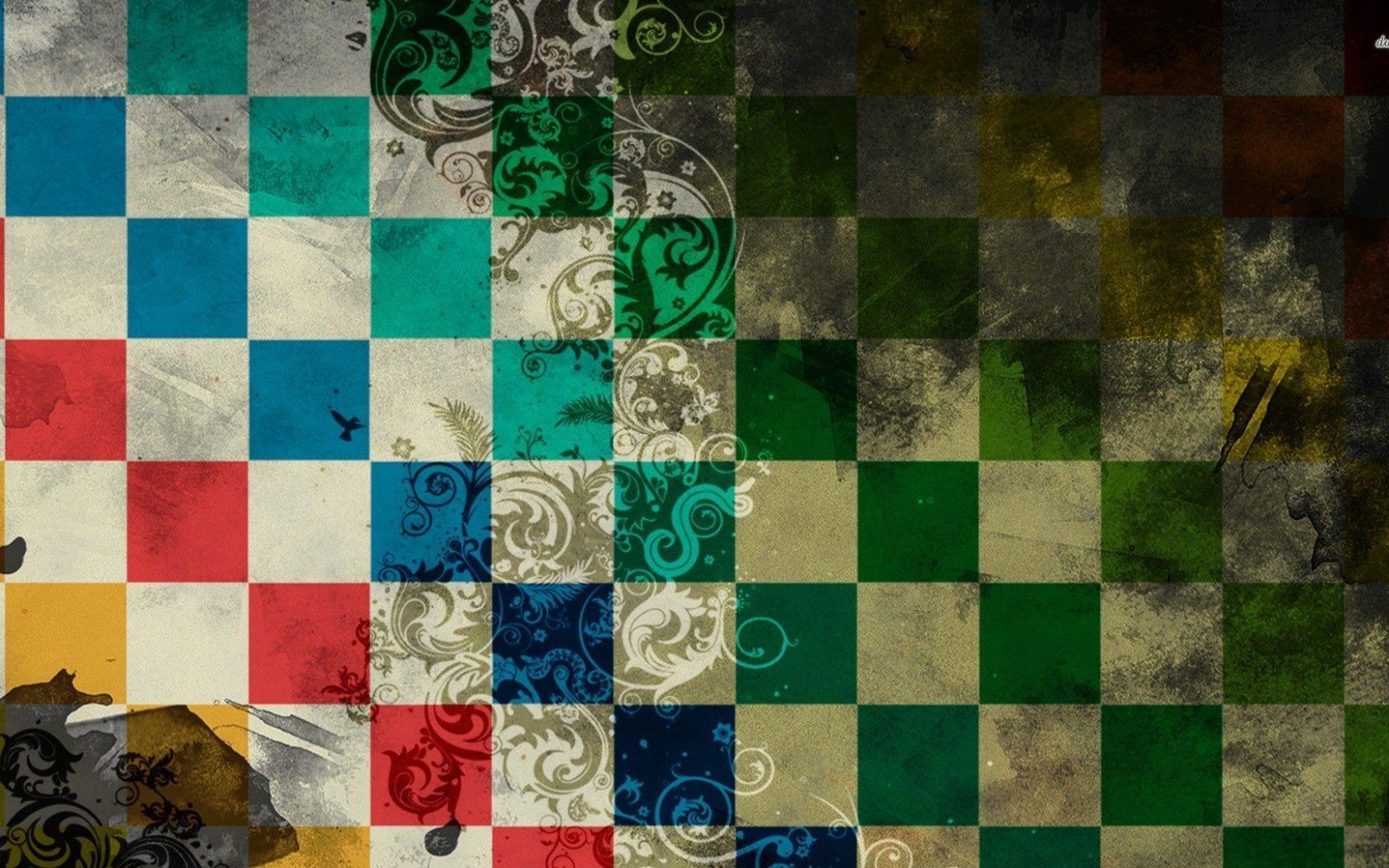 Â•â™¥â•¯â™« Colorful Plaid With Swirls Â™«â•â™¥â•¯ - Square Grid Optical Illusion , HD Wallpaper & Backgrounds