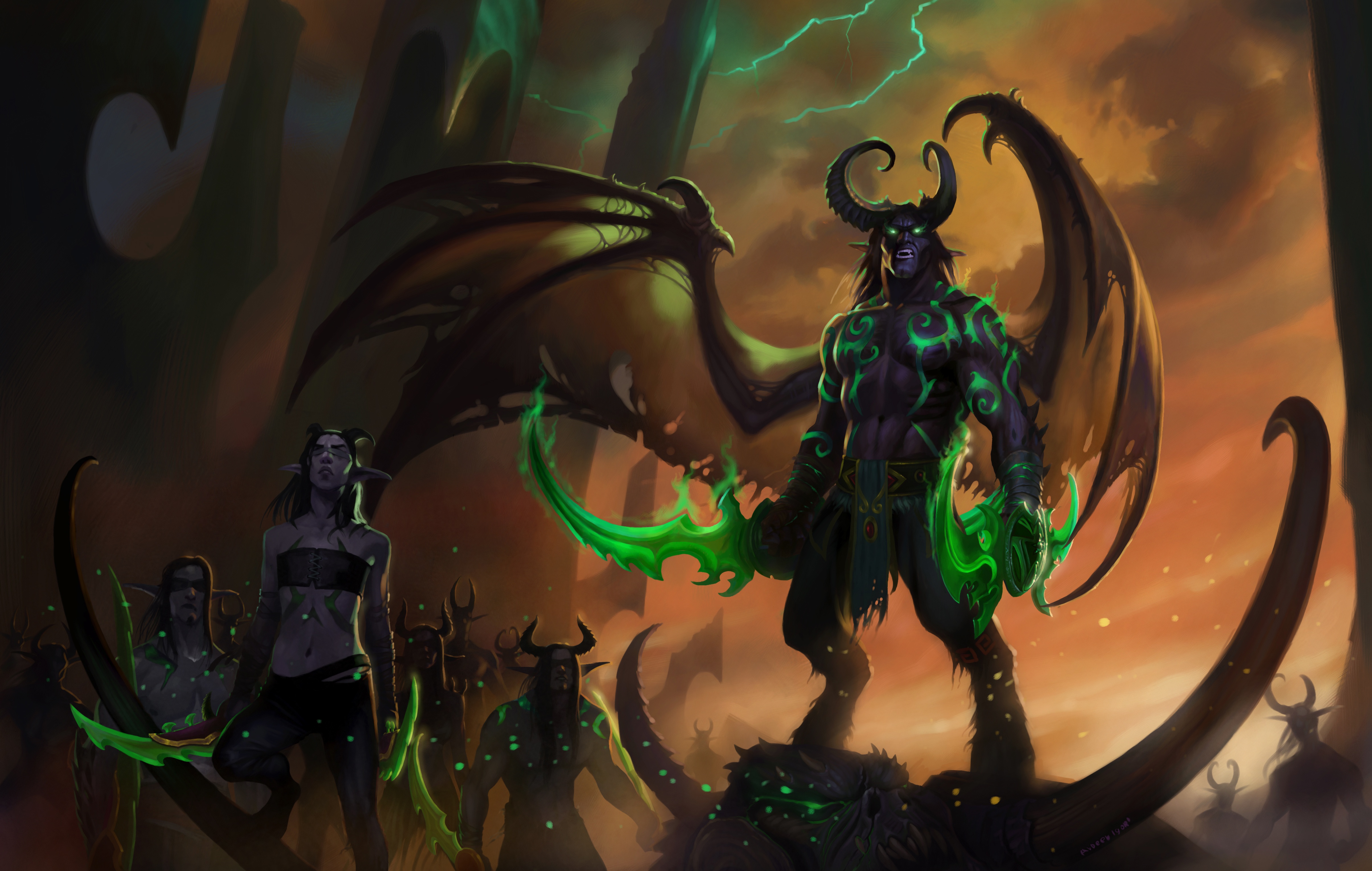 Wallpaper Art, World Of Warcraft, Illidan Stormrage, - Illidan Stormrage Illidan Art , HD Wallpaper & Backgrounds