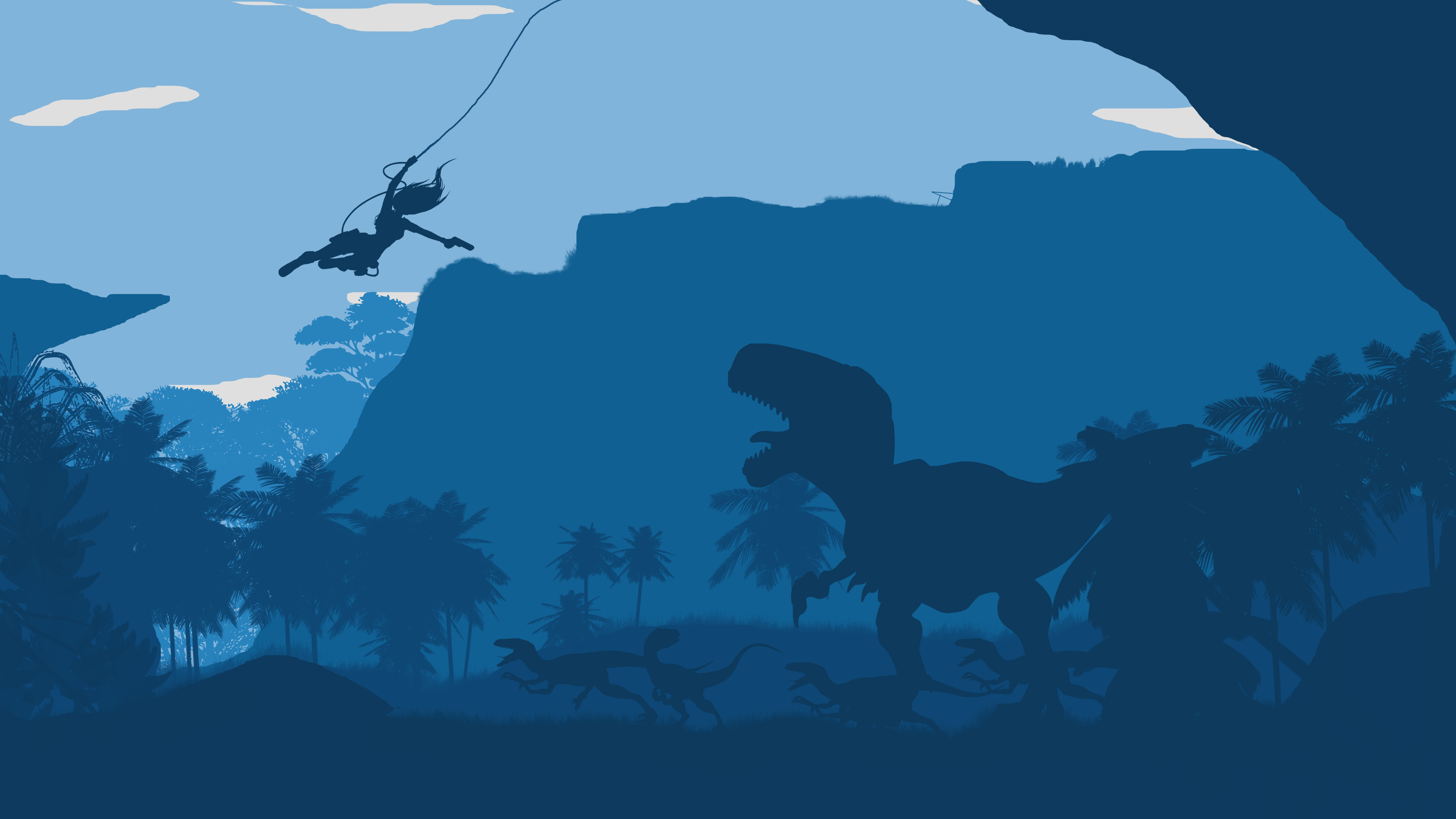 Wallpaper Tomb Raider And Dinosaur Fantasy - 4k Wallpaper Flat , HD Wallpaper & Backgrounds