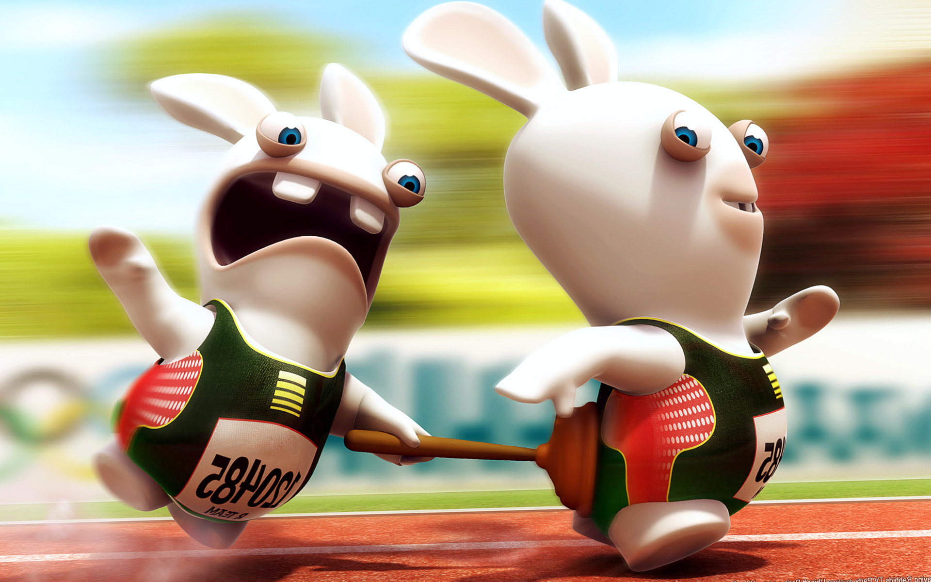 Funny Rabbits Run Cartoon - Rabbid Run , HD Wallpaper & Backgrounds