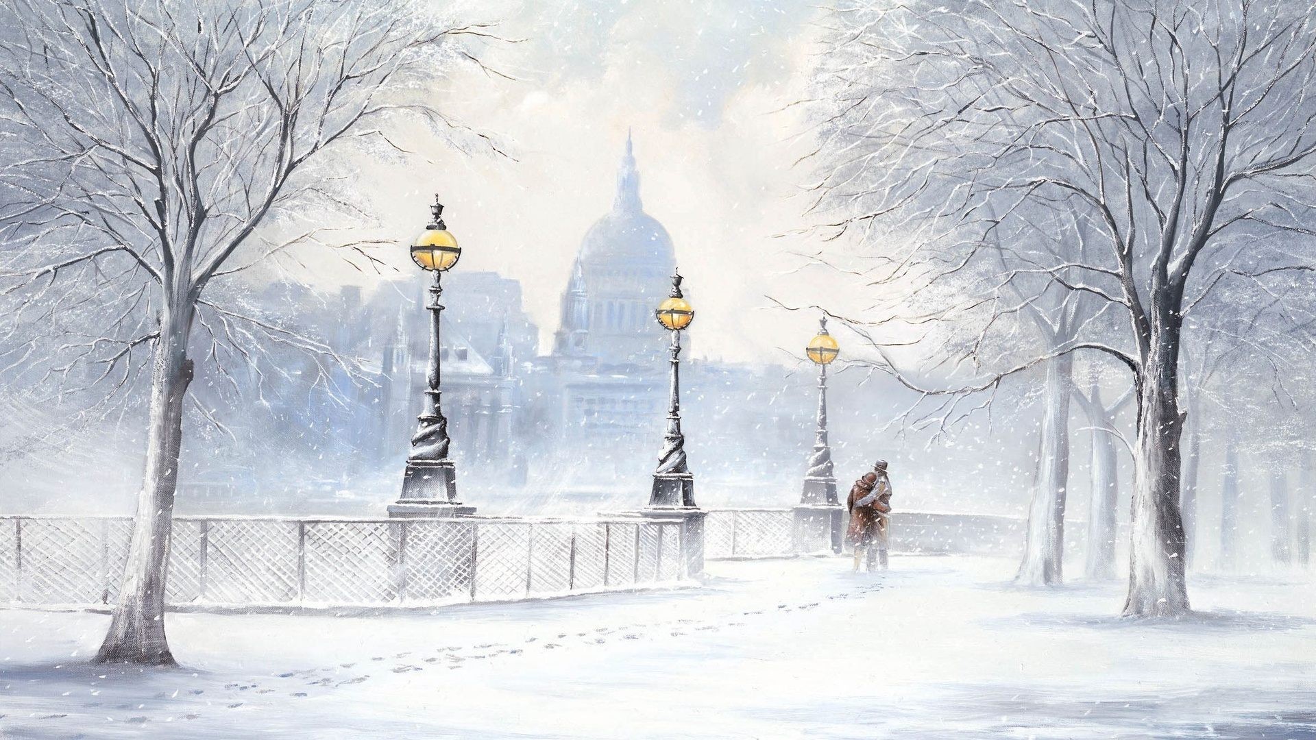 Available Desktop Resolutions - Winter Painting , HD Wallpaper & Backgrounds