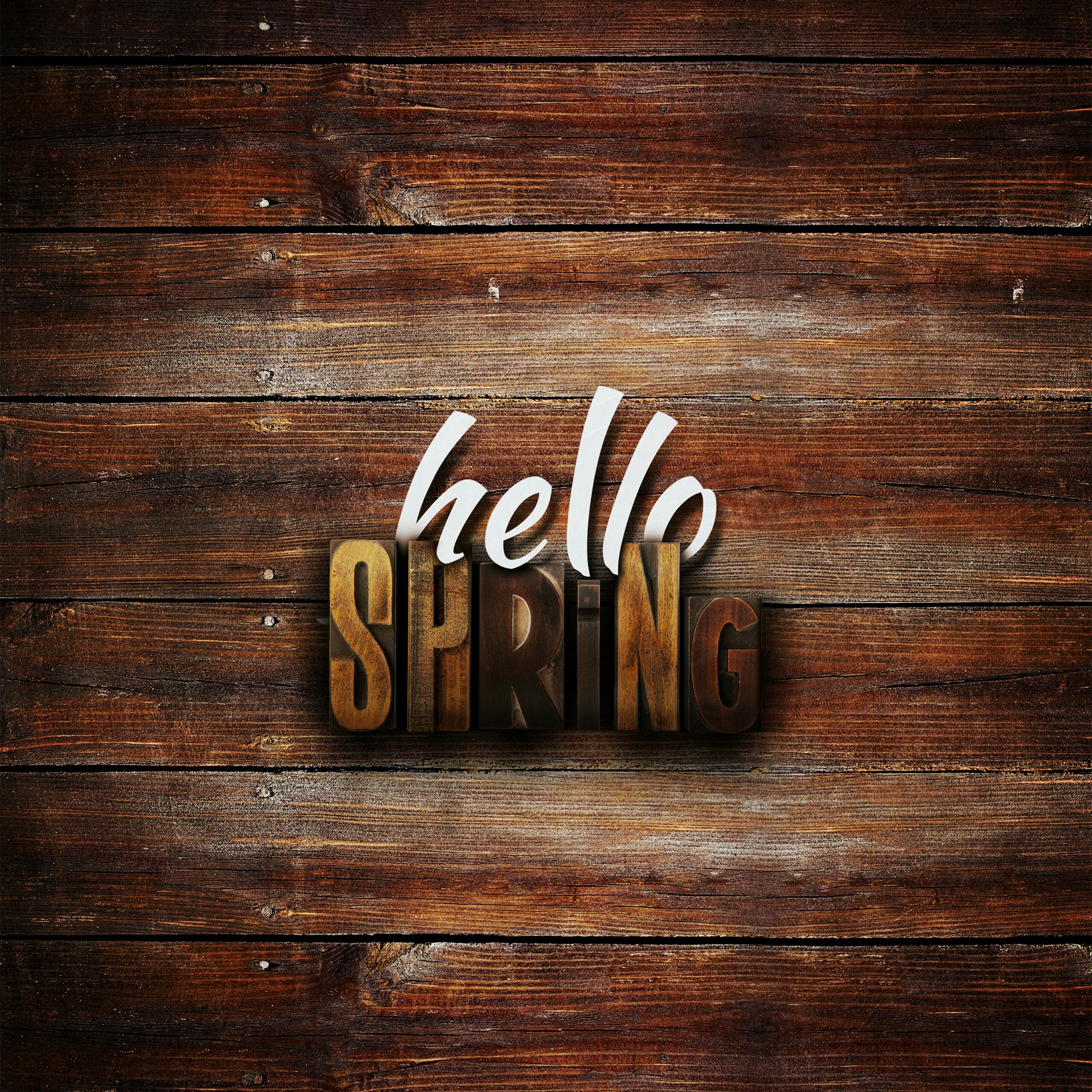 Hello Spring On Wooden Surface Abstract Qhd Wallpaper - Plank , HD Wallpaper & Backgrounds