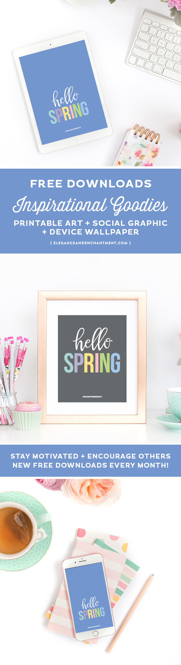 Hello Spring Printable Art, Device Wallpaper For Your - Picture Frame , HD Wallpaper & Backgrounds
