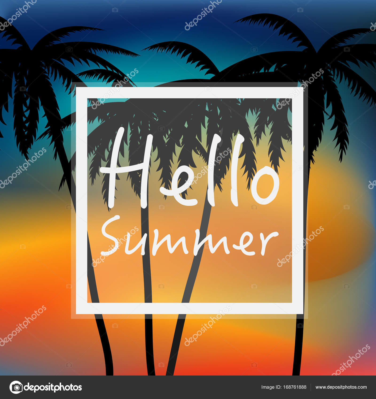 Hello Summer Wallpaper With Palm Trees And Sunset - Banner , HD Wallpaper & Backgrounds