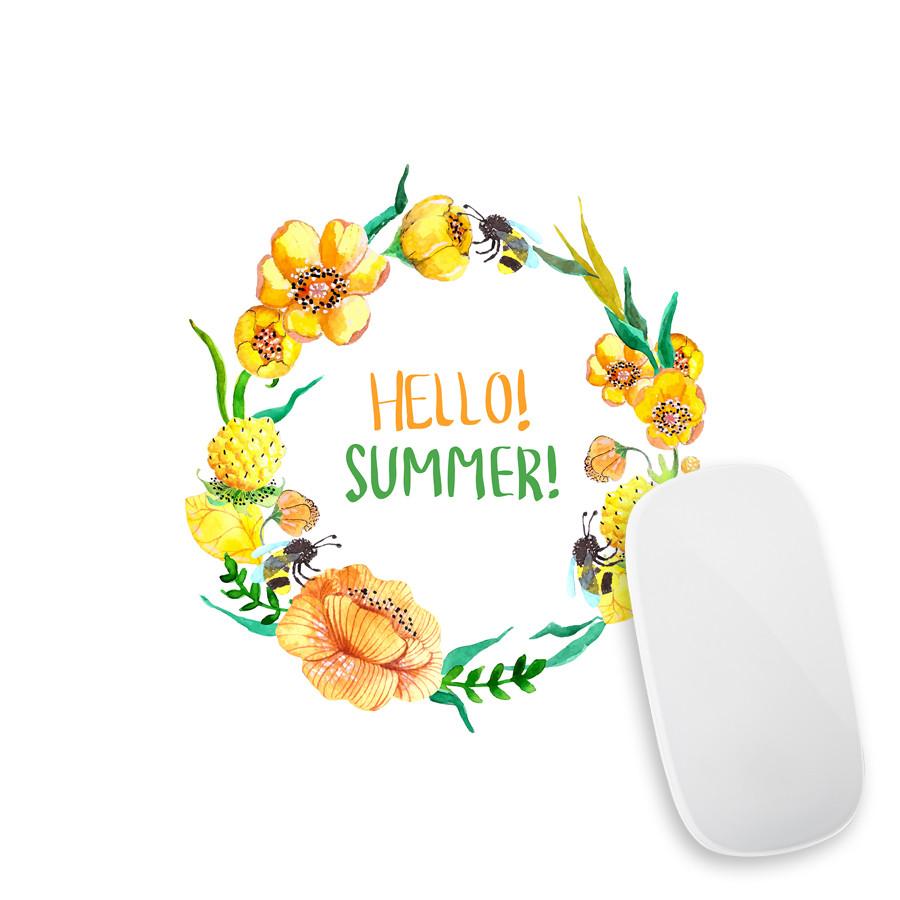 Hello Summer Mouse Pad Decal - Flowers Watercolor Png Yellow , HD Wallpaper & Backgrounds