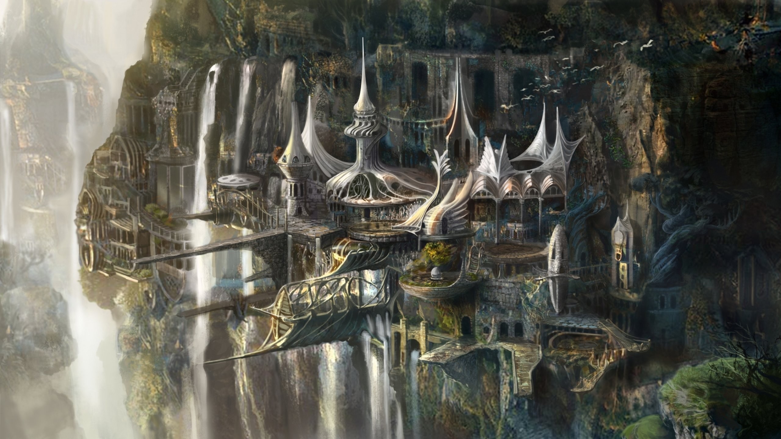 Fantasy City Wallpaper 1080p - Elven Castle Lord Of The Rings , HD Wallpaper & Backgrounds