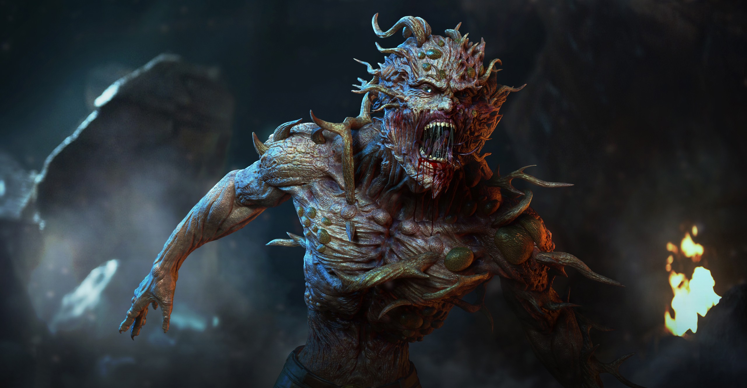 Horror Hell Creature Fantasy Art Wallpaper And Background - Hell Creature , HD Wallpaper & Backgrounds