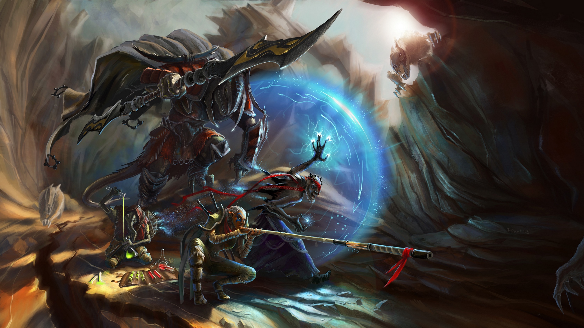 Wallpaper Warriors, Cave, Armor, Battle, Art, Fantasy - Fantasy Pictures Of Warriors , HD Wallpaper & Backgrounds
