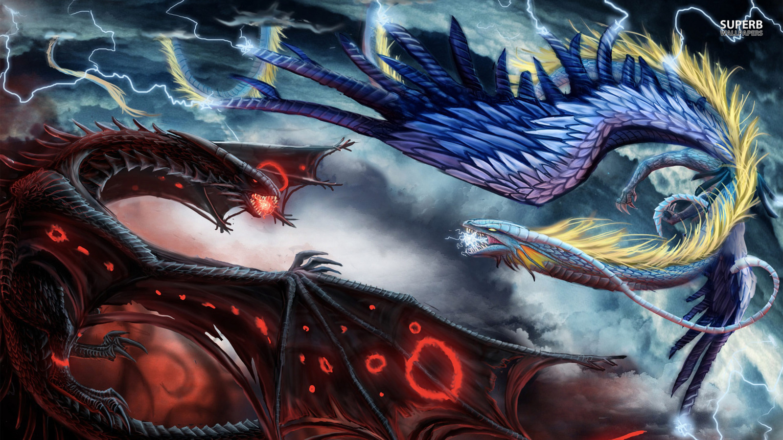 Fire And Ice - Ice Dragon Vs Phoenix , HD Wallpaper & Backgrounds