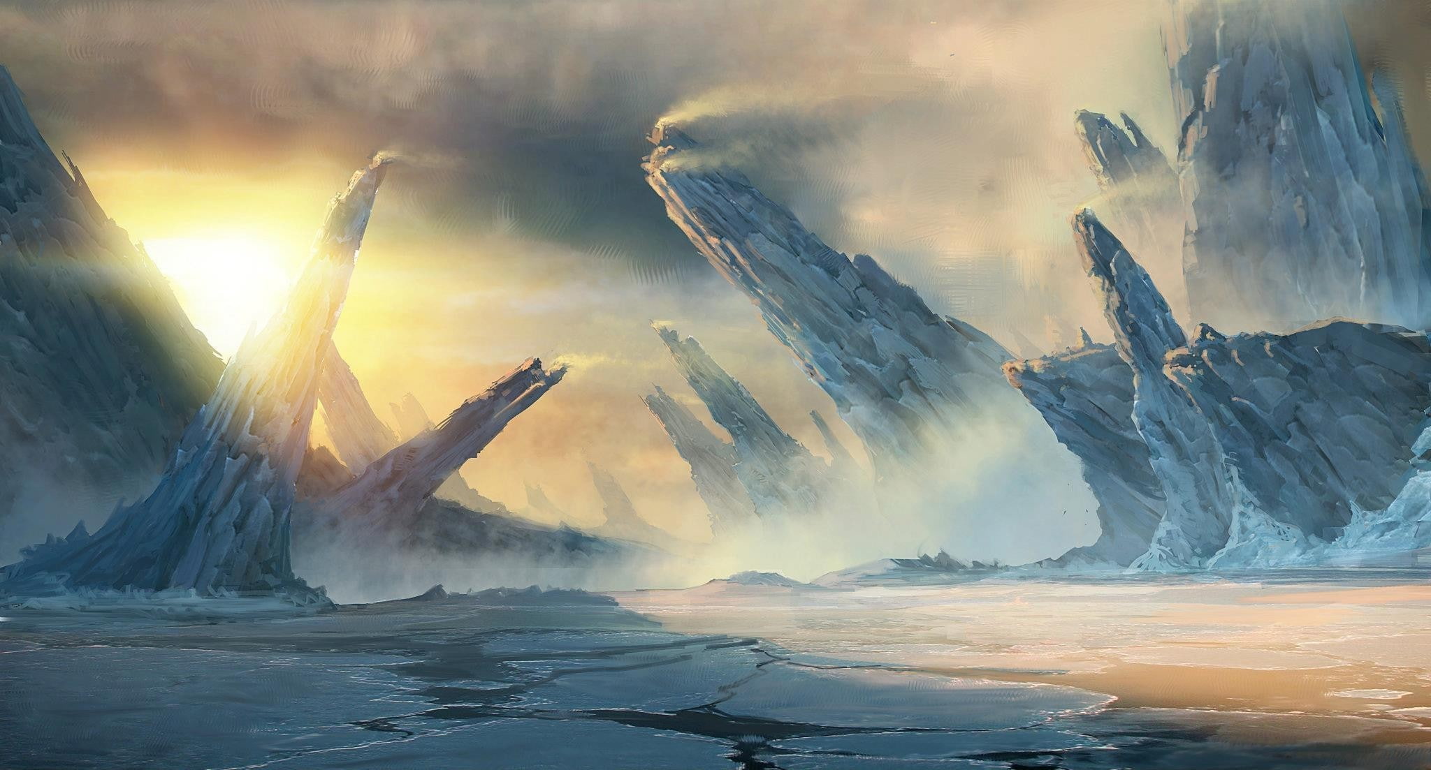 Nature, Ice, Fantasy Art, Sunlight, Landscape, Mountains, - Lost Planet 3 , HD Wallpaper & Backgrounds