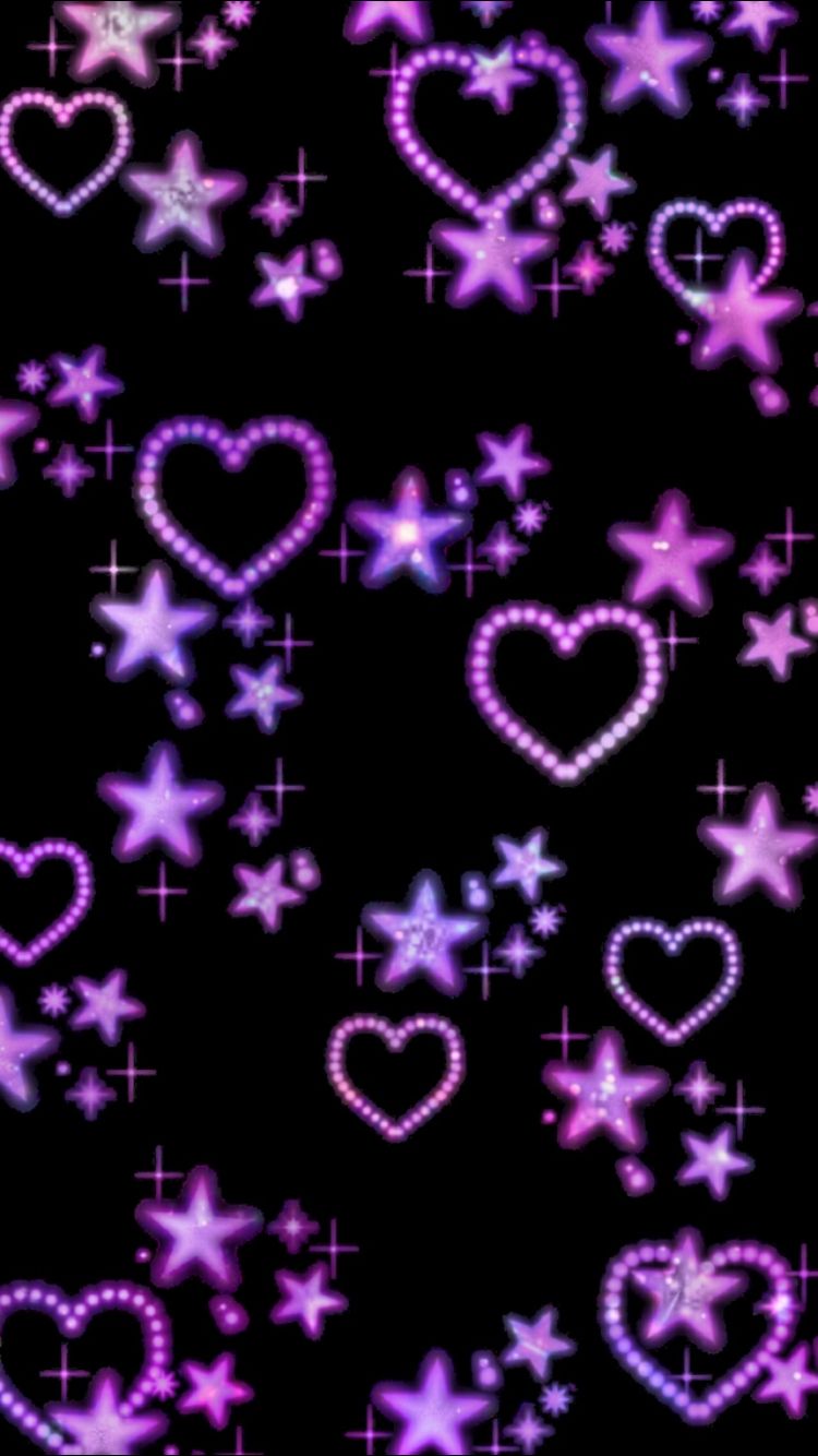 2016 Cute Purple Hearts Pattern Wallpaper - Cute Hearts And Stars Background , HD Wallpaper & Backgrounds